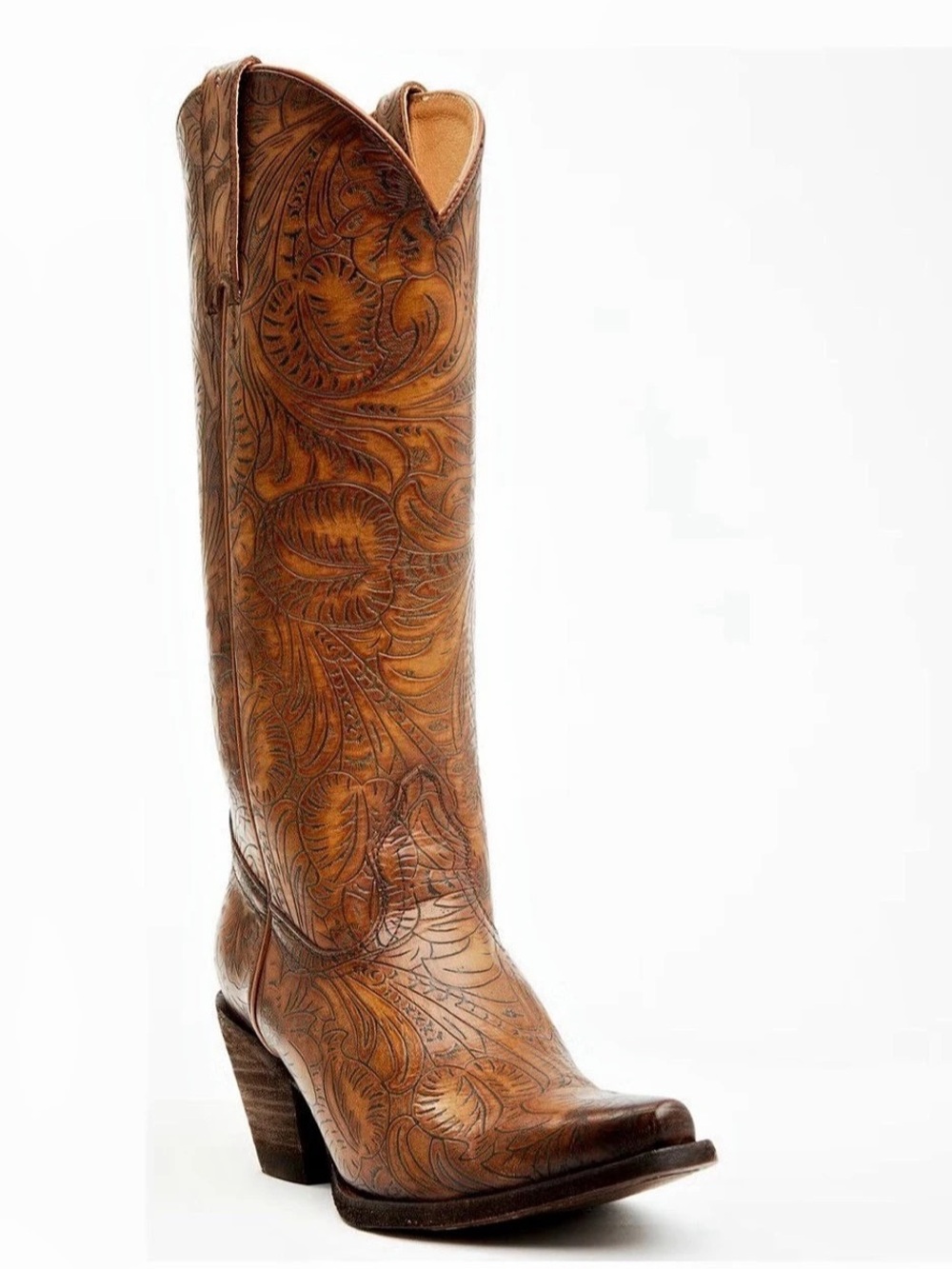 Shyanne Eden Tooled Western Heeled Boots in Brown